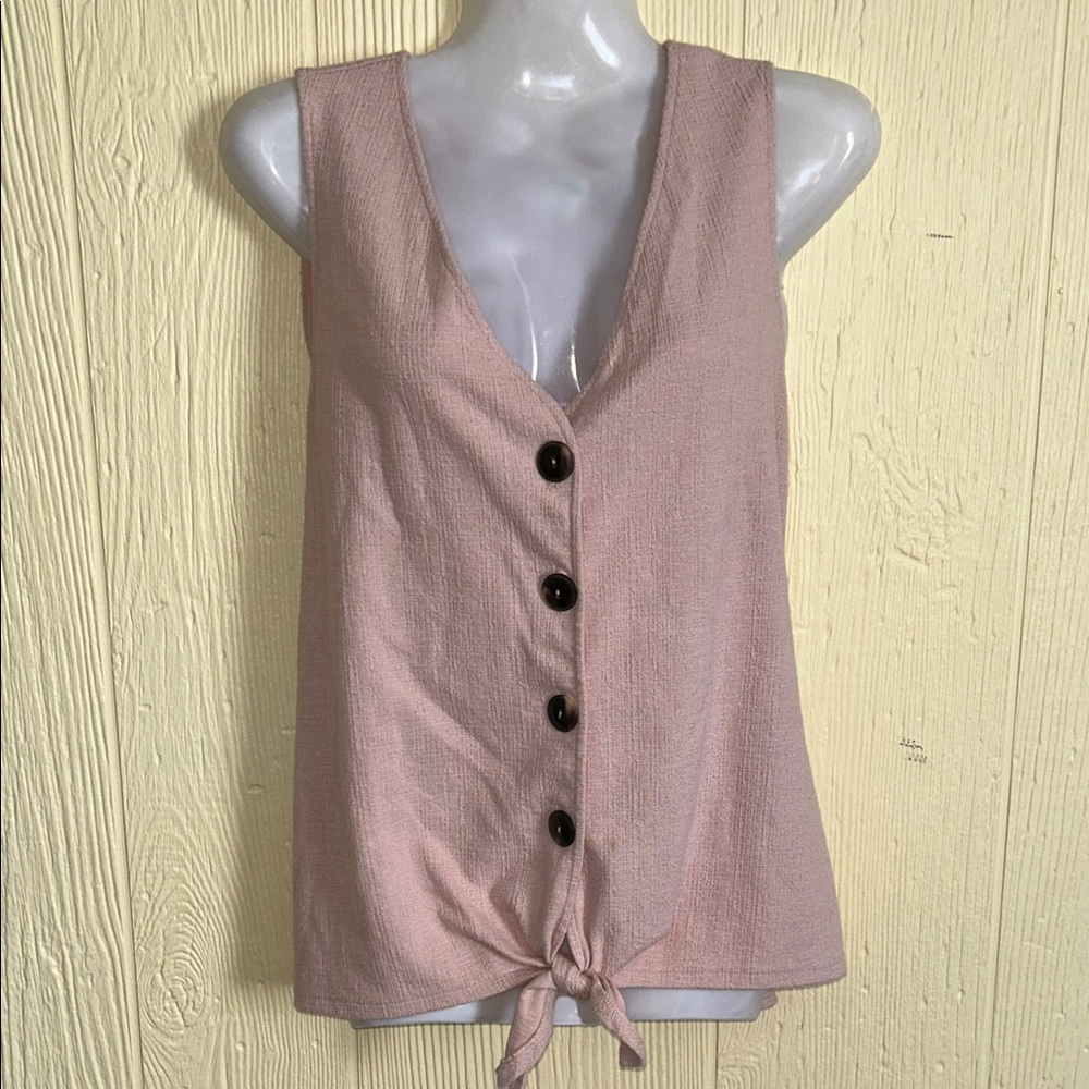 Pink Button-Down Sleeveless Top